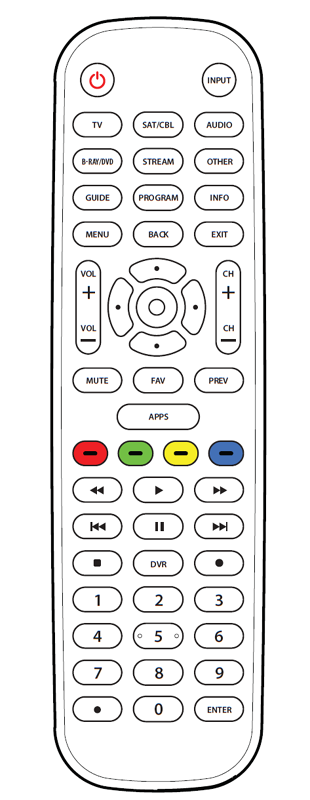 Onn 6-Device Universal Remote diagram